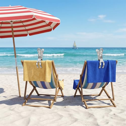 Coideal 11cm Beach Towel Chair Clips - 10 Pack Heavy Duty Metal
