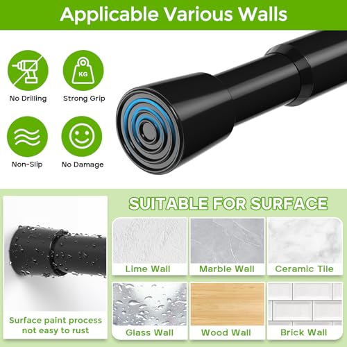 HAOYUNTE 18-41 Inch Adjustable Spring Tension Curtain Rod, Black