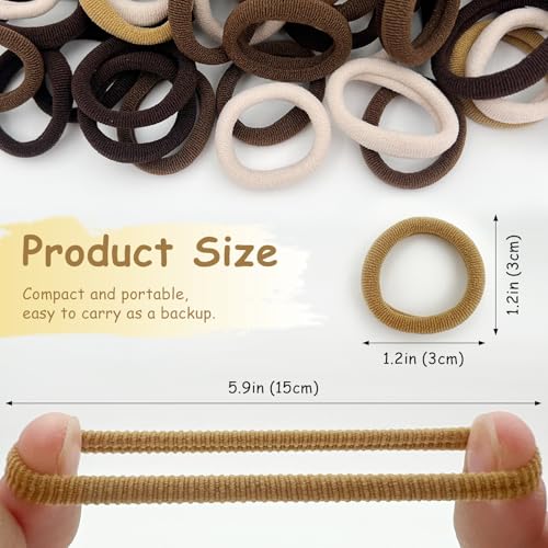 100PCS Seamless Cotton Hair Ties & Ponytail Holders, No-Damage Elastic Bands