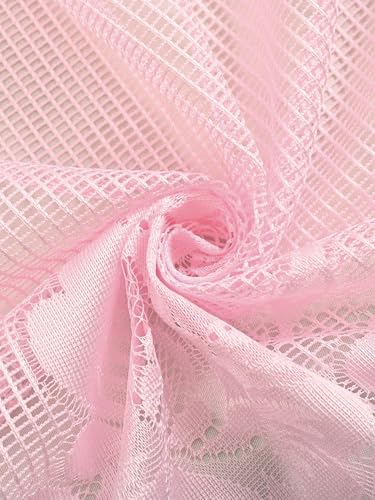 Jayla Pink Floral Lace Curtain Swag, Semi-Sheer Kitchen Valance 39x39 Inch