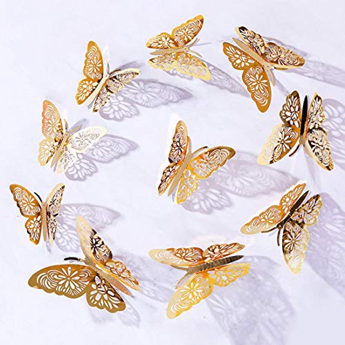 12PCS 3D Butterfly Wall Stickers - Elegant PVC Decals for Home Decor