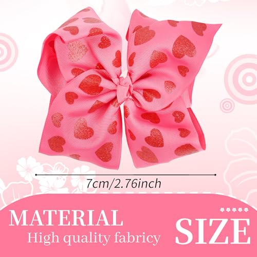 Doneace Valentine Glitter Heart Hair Bow Clip Large 8 Inch Alligator Barrette