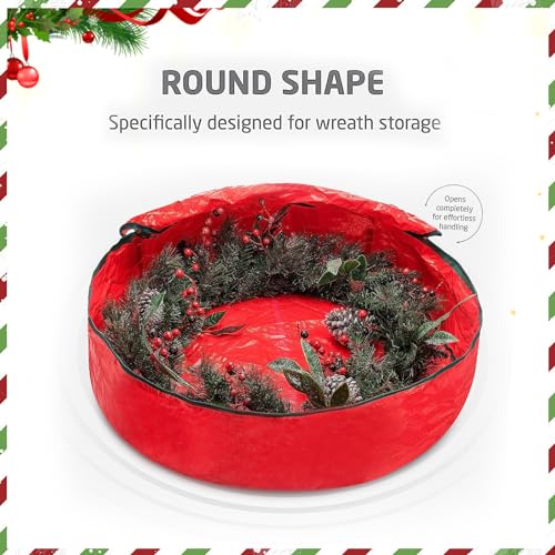 24" Christmas Wreath Storage Bags - 2 Pack with Heavy Duty Handles