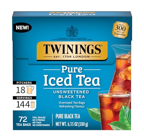 Twinings Black Iced Tea Bags, Unsweetened, 72 Count (Pack of 1)