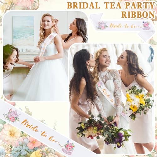 Tea Party Bride To Be Sash - Floral Satin Bachelorette Decor