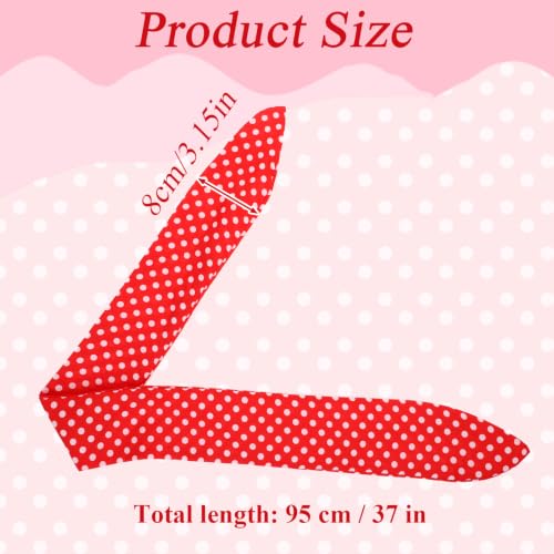 Vintage Red Polka Dot Headband with Adjustable Bow Retro Hair Band