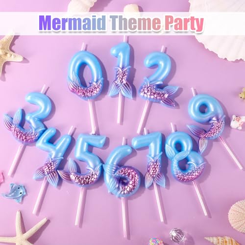 Blue Mermaid Number Birthday Candle - Cake Topper for Celebrations