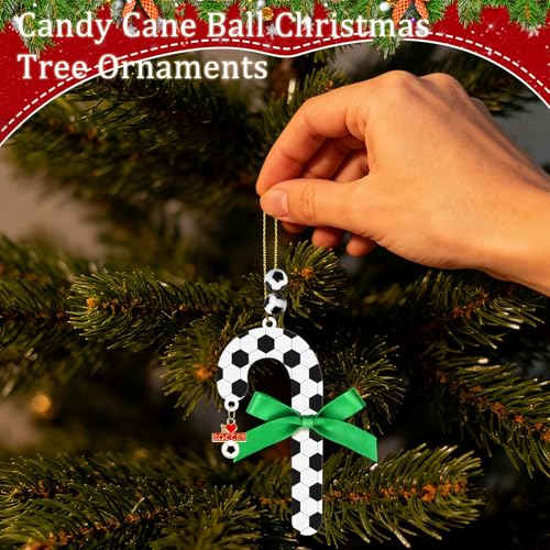 Soccer Candy Cane Ornament - Wooden Easter Decoration for Fans