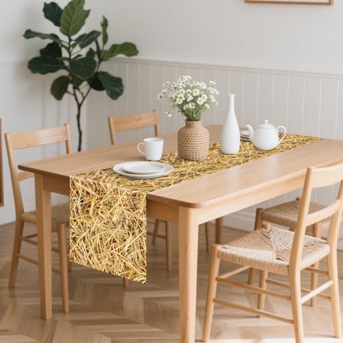 6Pcs Straw Table Runner Set - 14x108 Inch Farmhouse Decor