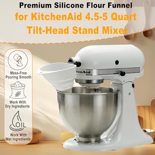 2-Pack Flour Funnel for KitchenAid Stand Mixer - Silicone Pouring Attachment