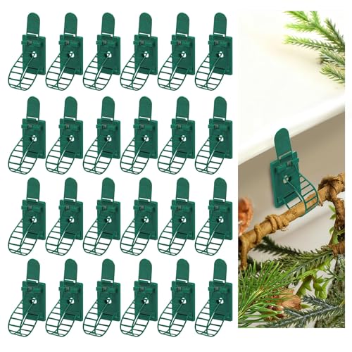 Green Mantle Garland Hangers Set - Adjustable Christmas Decor Ties, 30 Pack
