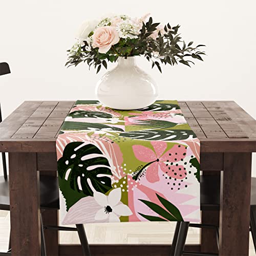 Multicolored Lovely Modern Palm Leaves Table Runner 13x72 Inch for Dining & Events