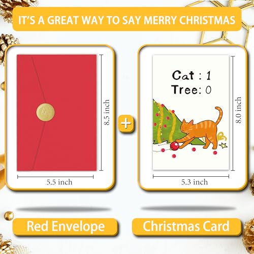 Funny Christmas Cat Card for Cat Lovers - 8 x 5.3 in Greeting Card