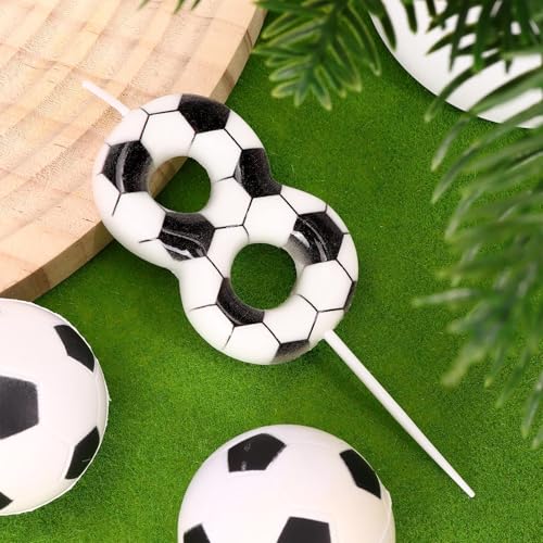 LASILE Soccer Number 8 Birthday Candle - Sports Themed Cake Topper, Party Supplies for Boys & Girls