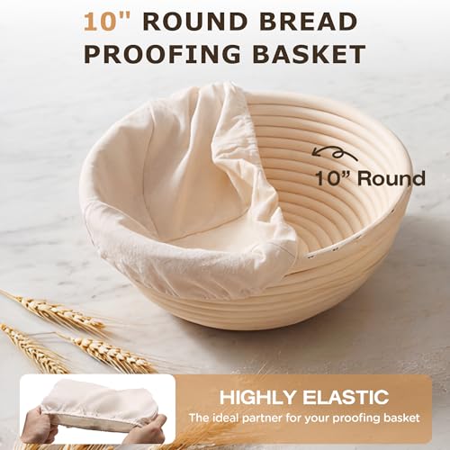 Koackl 10-Inch Cotton Banneton Bread Proofing Liners - 3-Pack Set