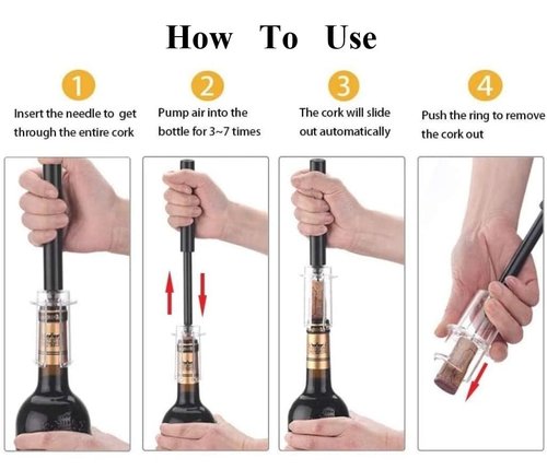 Hansengter Air Pressure Pump Bottle Opener With Wine Pour Spout,Funny And Effortlessly Wine Opener+Efficient And Lightweight Wine Aerator Pourers,Great For Wine Lovers, Black (3)