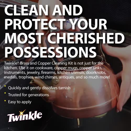 Twinkle Brass & Copper Cleaning Kit 4 Oz - Anti-Tarnish, Non-Scratch, Long-Lasting Shine