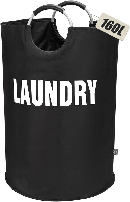 DOKEHOM XX-Large Collapsible Laundry Basket - 160L Foldable Hamper in Black | 7 Color Options