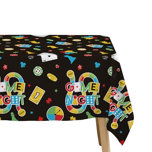Family Game Night Party Tablecloths - 3-Pack, 55 x 86 Inch Disposable