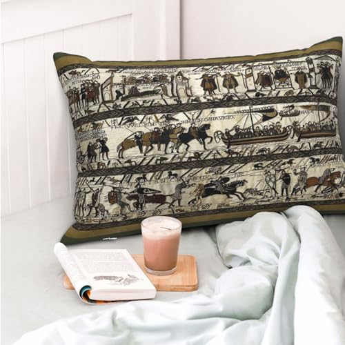 Bayeux Tapestry Lumbar Pillow Cover 12" x 20" Decorative Soft Plush Case