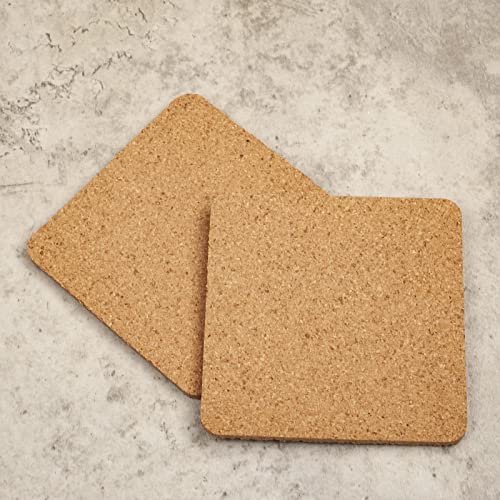 2-Pack Absorbent Cork Coasters - Non-Slip Square 3.9-Inch for Drinks