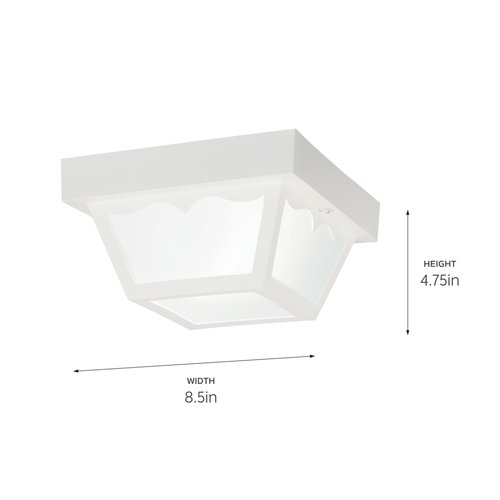 Kichler 8.5" Polypropylene 1 Light Flush Mount with Frosted Glass in White