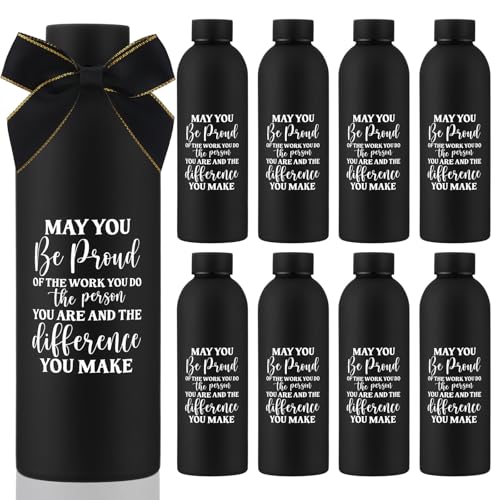 Black Stainless Steel Water Bottle - Appreciation Gifts 17oz for Employees & Teachers - Set of 10