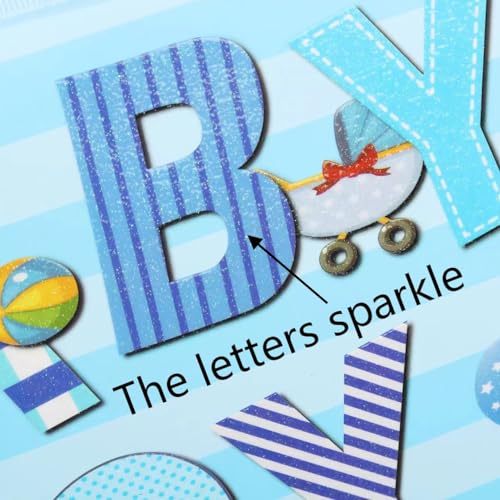 Large 13" Baby Boy Gift Bag with Card & Tissue Paper - Cartoon Design