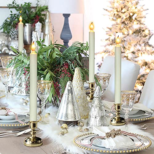 6 Pack Flameless Window Candles with Gold Holders and Remote Timer - Battery Operated