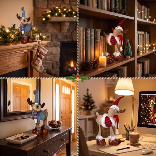 Christmas Reindeer Figurines Plush Set - Felt Standing Elk Decorations