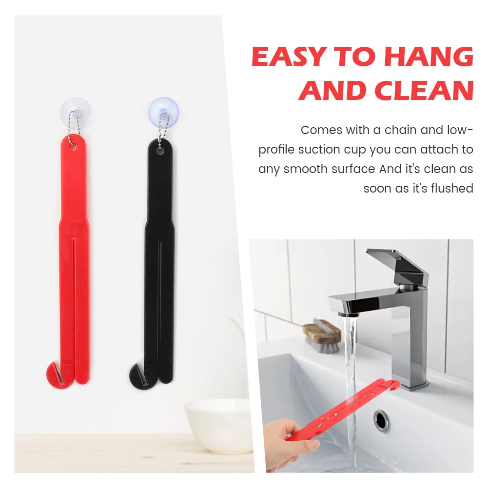 2pcs Food Bag Pouch Cutter Opener with Stainless Steel Blade and Squeezer for Home Kitchens, Includes Hang Chain and Suction Cup for Easy Storage(COLOR:Black+Red)
