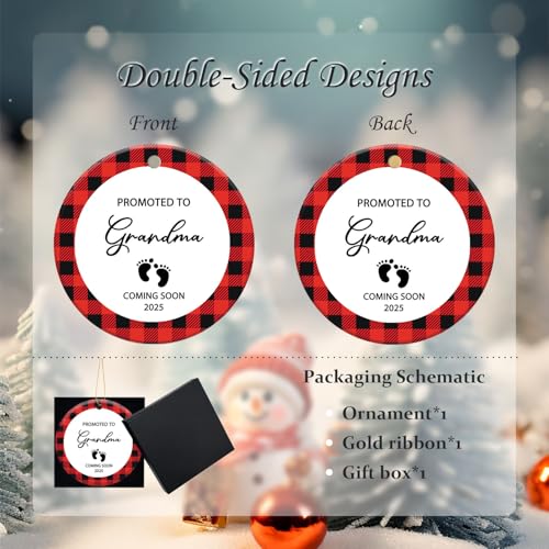 Promoted to Grandma 2025 Christmas Ornament - First Time Grandma Keepsake