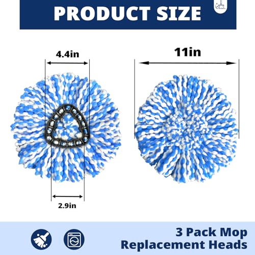 Nuorest Spin Mop Replacement Heads - 3 Pack for RinseClean 2-Tank System