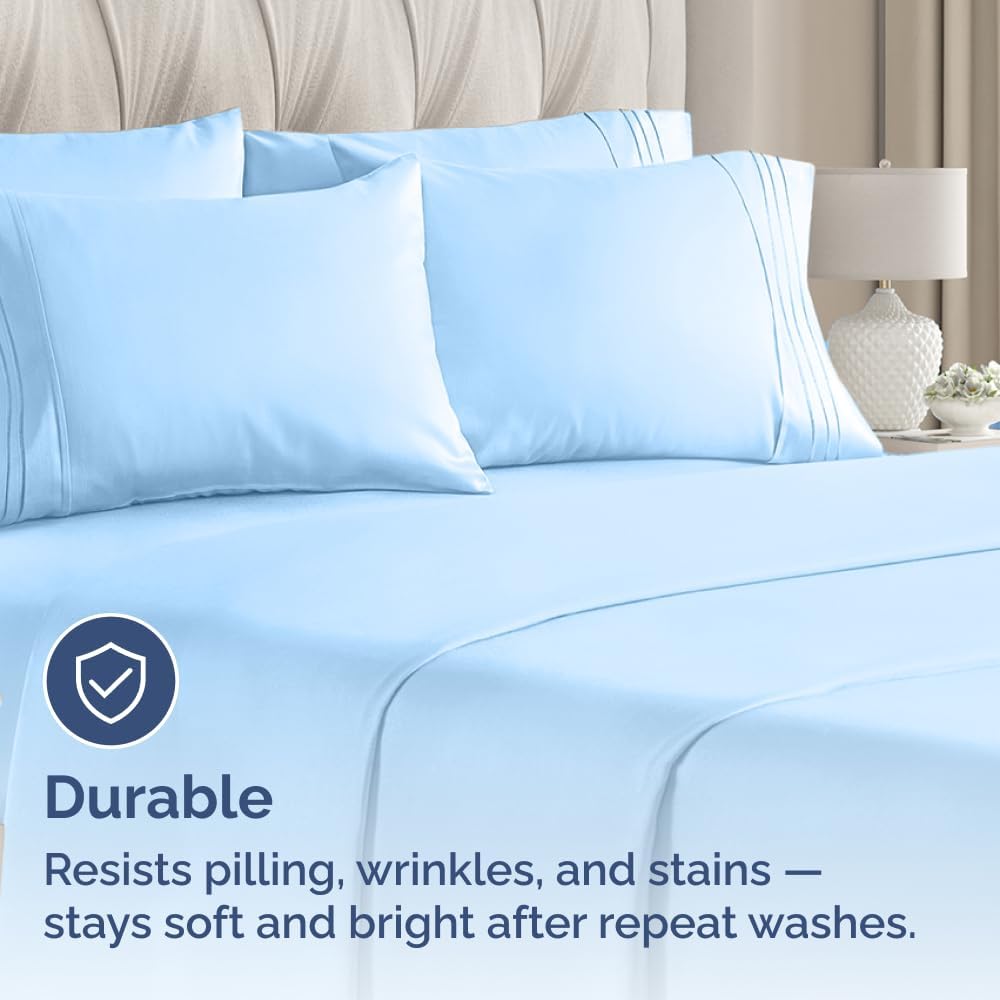 Skiennix Queen Pillow Cases Set of 10 | Ultra Soft Hotel Quality & Wrinkle-Free - Light Blue