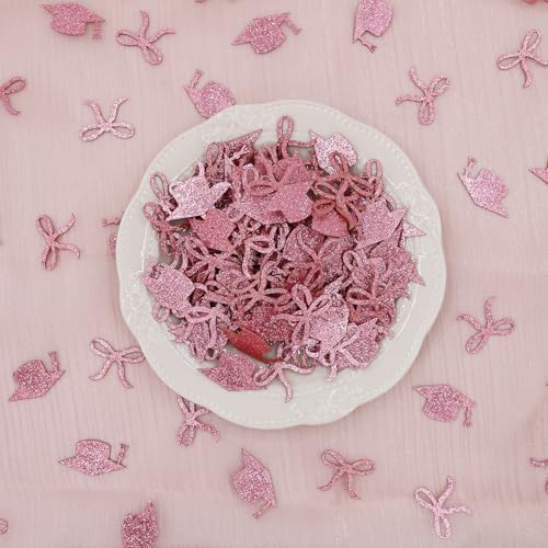 Pink Graduation Confetti for Class of 2026 - 200PC Bow & Cap Scatter