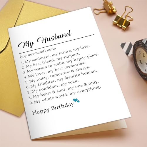 Romantic Birthday Card for Husband | Funny Definition & Poem