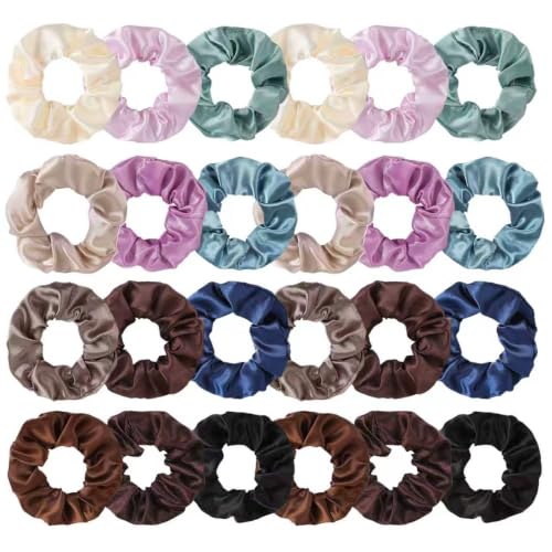 Fiuyorl Satin Silk Scrunchies 24 Pcs - Soft Hair Ties & Ponytail Holders