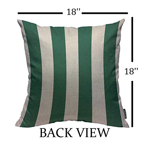 Mugod Emerald Green Striped Throw Pillow Cover - 18x18 Inch