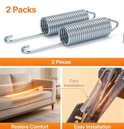 Replacement Recliner Sofa Chair Mechanism Tension Springs - 2PCS, 4-1/2" Heavy Duty Stainless Steel