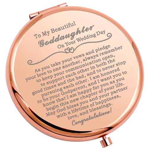 Goddaughter Wedding Day Compact Mirror - Engraved Gift from Godmother