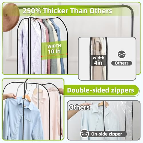 LANDNEOO 2 Pack 40-Inch Clear Garment Bags with Double-Sided Zippers for Closet Storage
