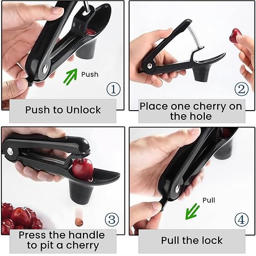 VOVEA Heavy-Duty Stainless Steel Cherry Pitter Tool - Black