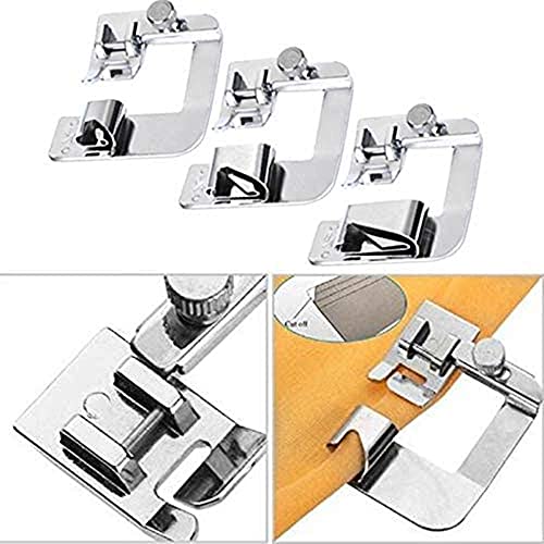 3-Piece Adjustable Rolled Hem Foot Set for Sewing Machines