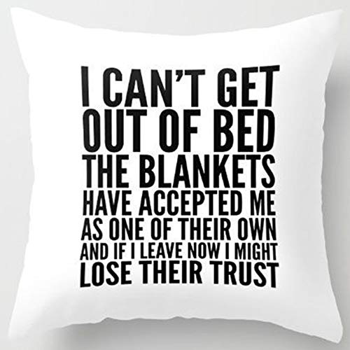 I Can't Get Out of Bed Funny Throw Pillow Cover 18x18 Inch Decorative Sham