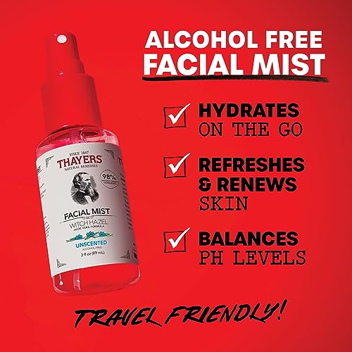 Thayers Alcohol-Free Witch Hazel Facial Mist Toner, Aloe Vera, 3 oz