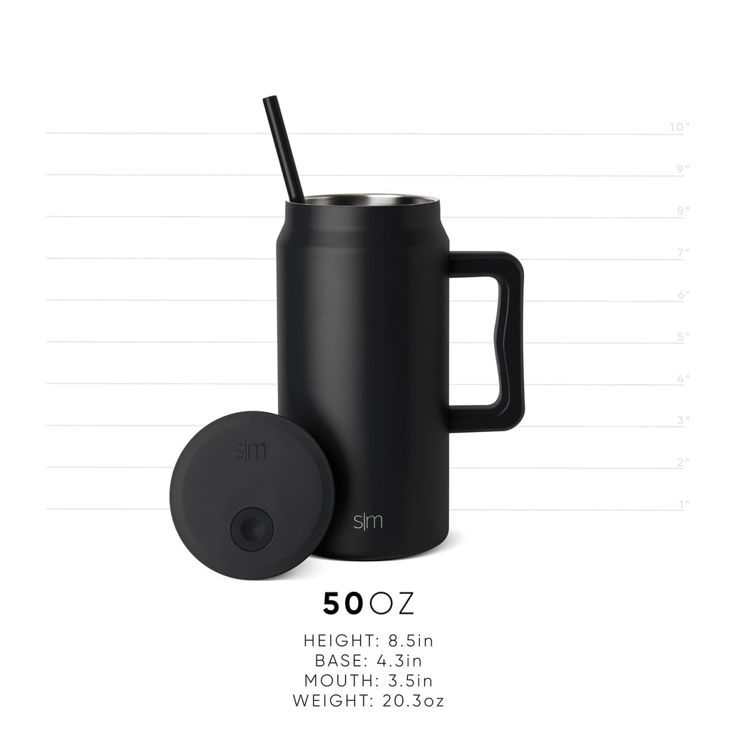 Simple Modern 50 oz Mug Tumbler with Handle and Straw Lid | Reusable Insulated Stainless Steel Large Travel Jug Water Bottle | Gifts for Women Men Him Her | Trek Collection | Almond Birch