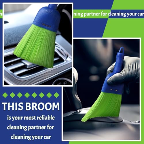 Domensi Hand Whisk Broom - 1 Pcs Poly Fiber Brush for Car Cleaning