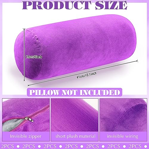 Newwiee Purple Neck Roll Pillow Covers (2 Pack) - 16 x 6 Inch Plush