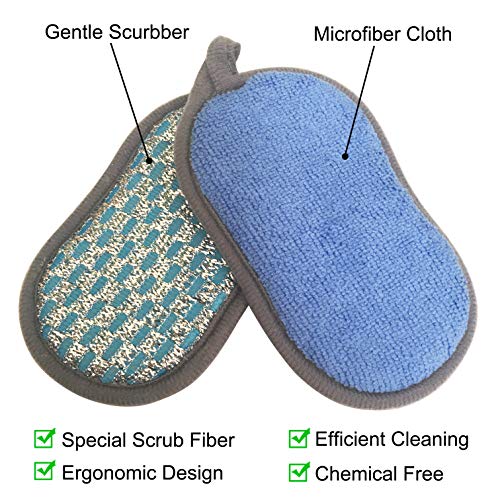 HOVhomeDEVP Non-Scratch Kitchen Scrub Sponges - Dual-Sided, Blue, 6 Pack