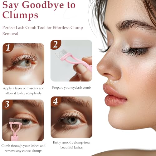 Zoolinn 2PCS Arc-Shaped Pink Eyelash Comb & Mascara Separator Tool
